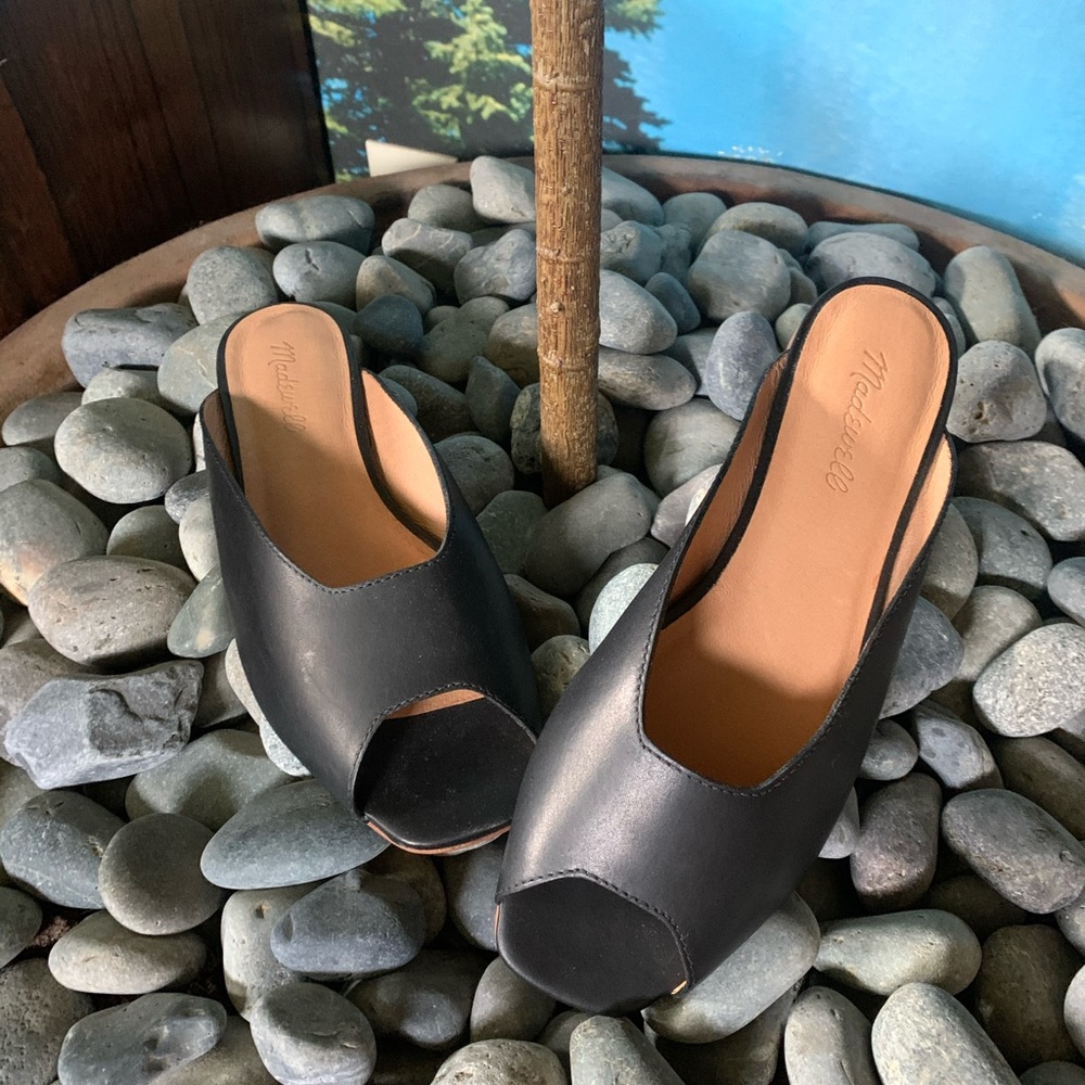 Madewell Erica Peep Toe Mules, Black 8.5